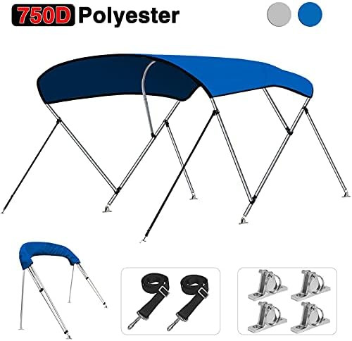 KAKIT 750D 3 4 Bow Bimini Top Boat Cover with 2 Rear Support Poles + 4 Quick Release Deck Mounts ... | Amazon (US)