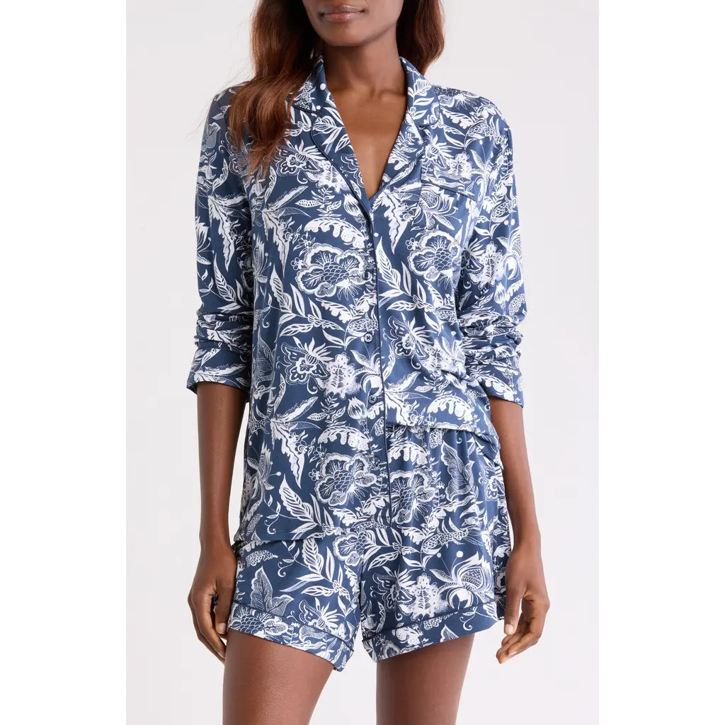 Nordstrom Moonlight Eco Long Sleeve Short Pajamas in Navy Jacobean Floral at Nordstrom Rack, Size X-Large | Nordstrom Rack