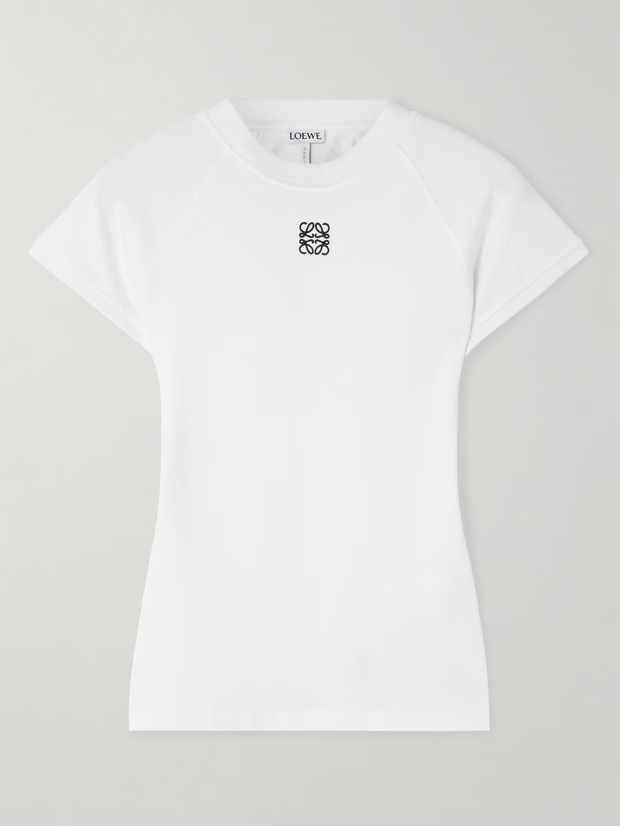 LOEWE - Anagram Embroidered Cotton-blend Jersey T-shirt - White | NET-A-PORTER (US)