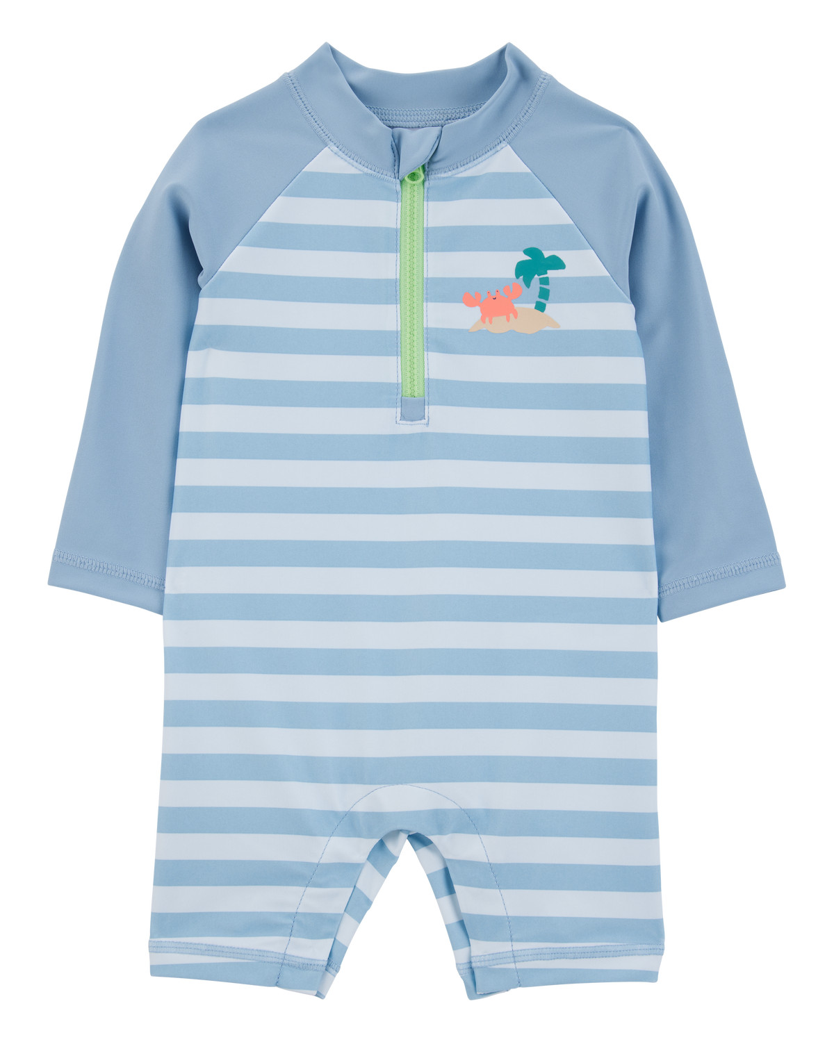 Baby 1-Piece Striped Long-Sleeve Rashguard Swimsuit - Blue | Carter's Inc