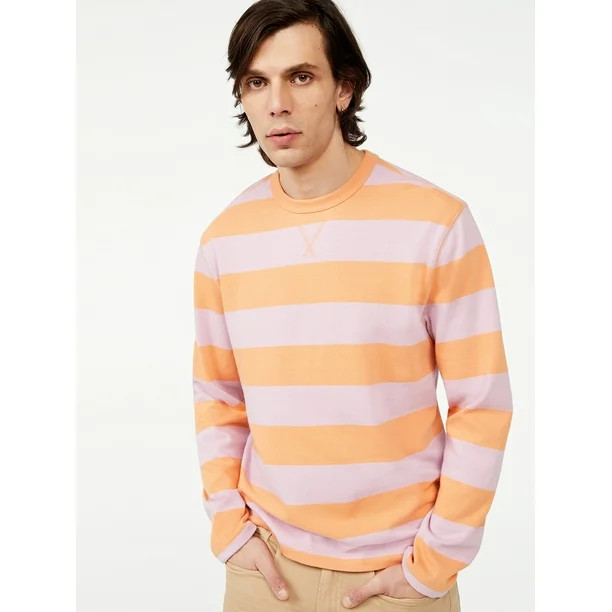 Free Assembly Men’s Rugby Stripe Sweatshirt with Long Sleeves - Walmart.com | Walmart (US)