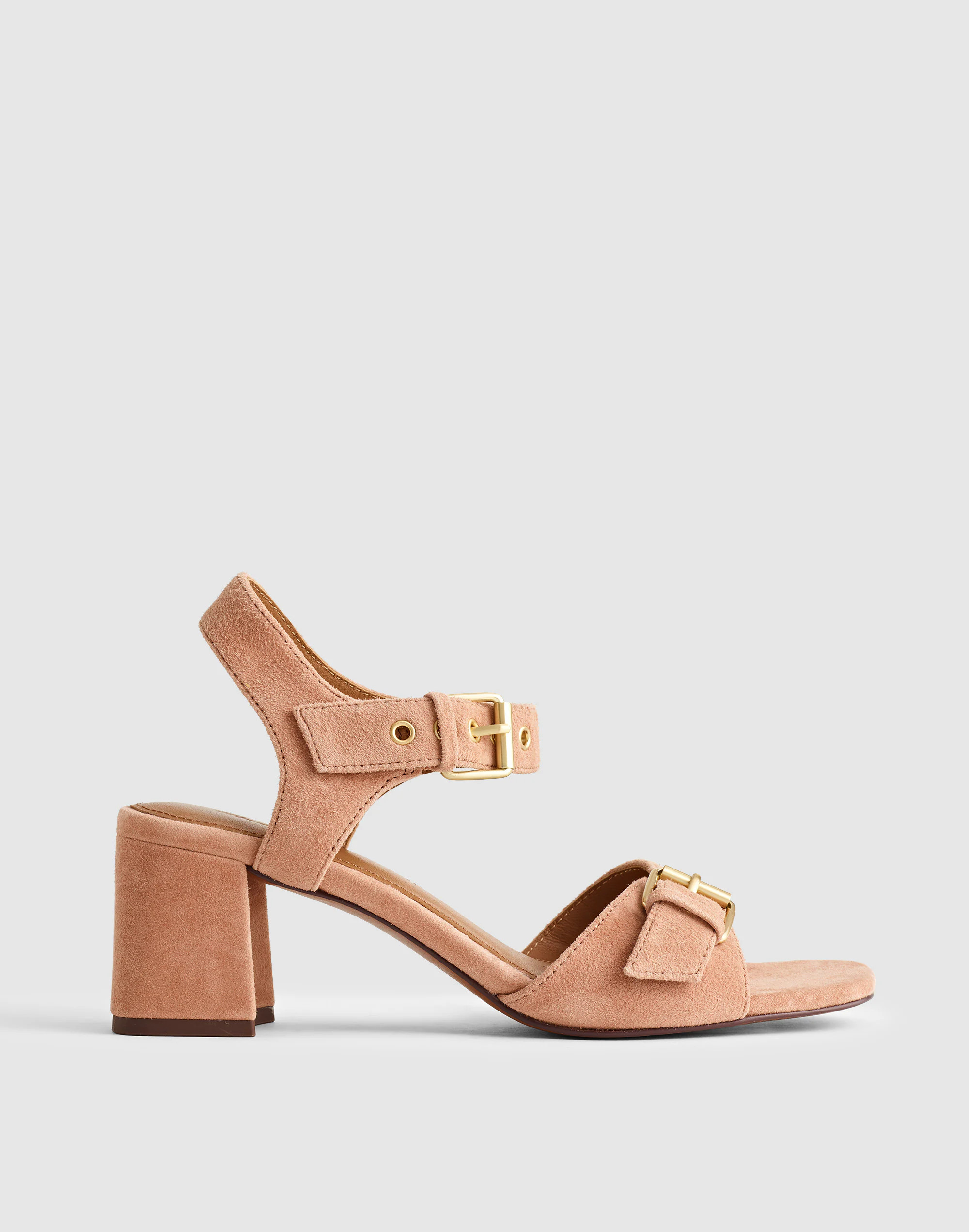The Neeka Ankle-Strap Heeled Sandal in Suede | Madewell