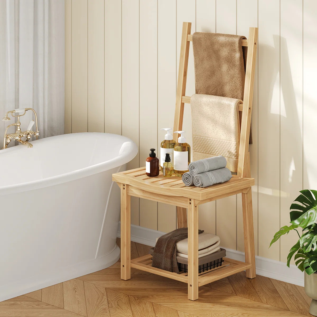 Shower Chair, Shower Bench With Non-slip Foot Pads | Wayfair North America