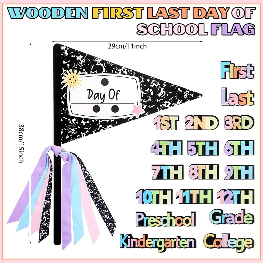 Hahafelt 23 Pcs Composition Book Style First & Last Day of School Wood Flag Kit with Ribbons and ... | Amazon (US)
