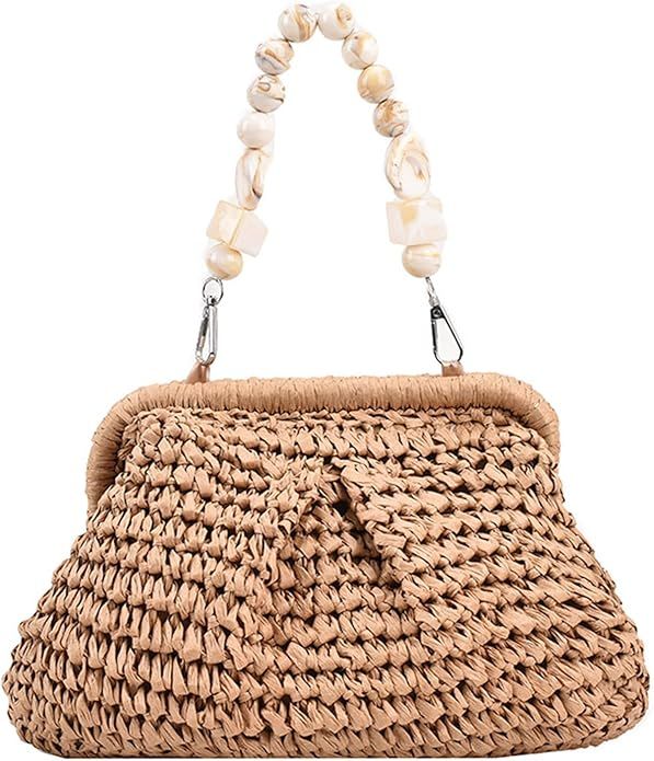 Extolove Straw Clutch Purses for Women, Summer Woven Dumpling Bag Straw Beach Clutch Handbags | Amazon (US)