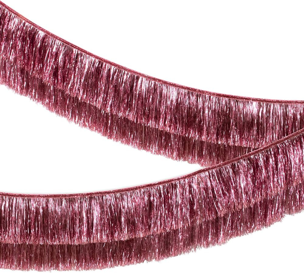 Meri Meri Pink Tinsel Fringe Party Banner (Pack of 1), 10' Pink Party Garland Including Excess Co... | Amazon (US)