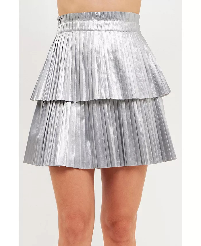 Women's Shiny Pu Pleated Mini Skirt | Macys (US)