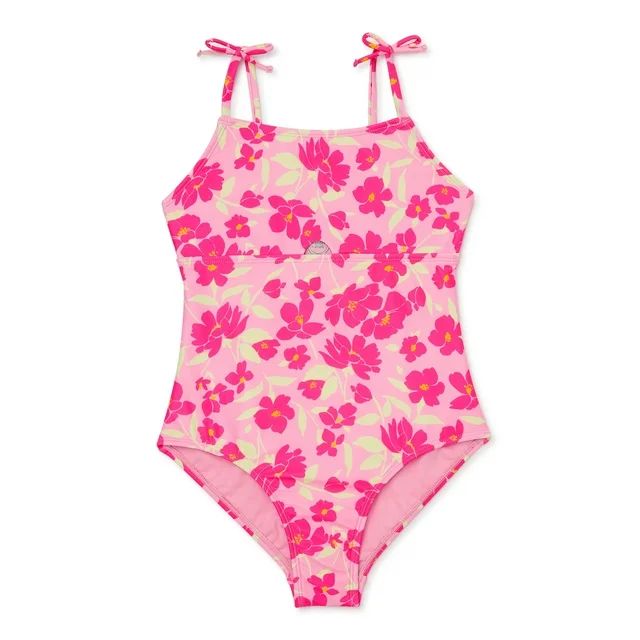 Wonder Nation Girls Keyhole One-Piece Swimsuit with UPF 50, Sizes 4-18 & Plus | Walmart (US)