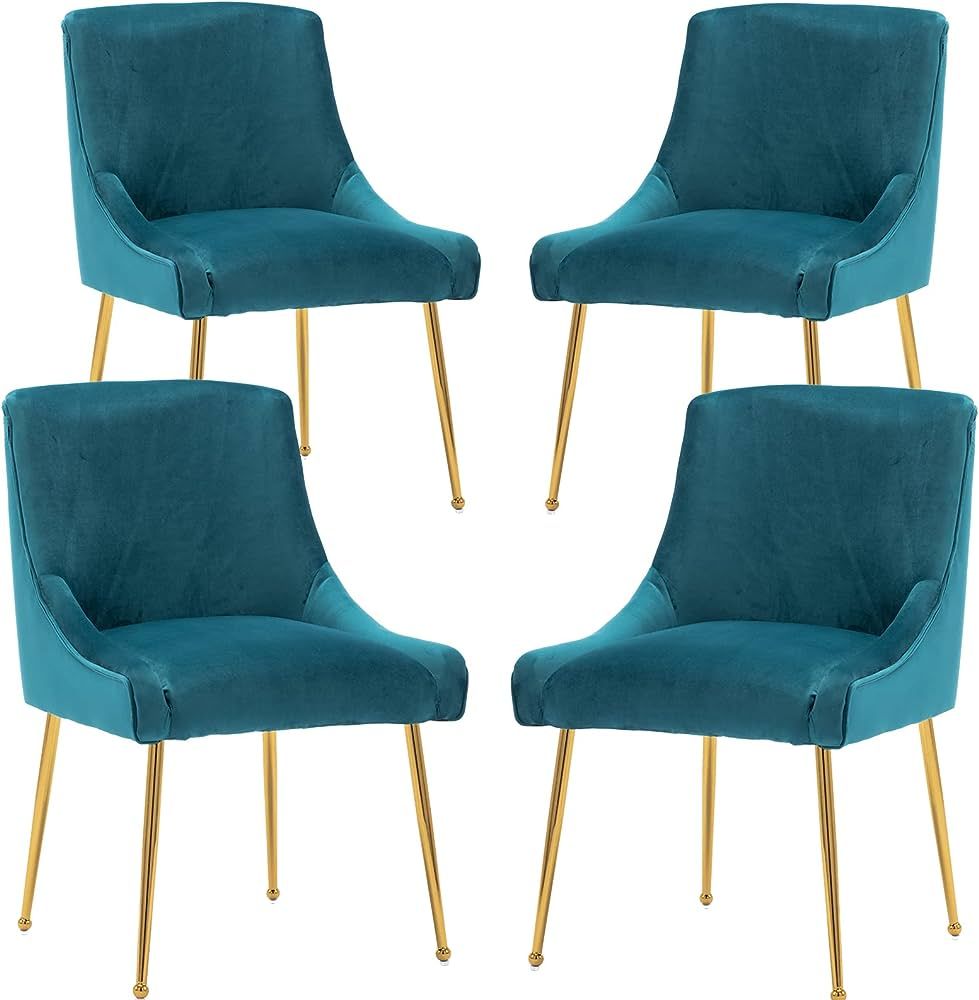 QUINJAY Velvet Dining Chairs Set of 4, Upholstered Dining Room Chairs with Gold Legs Modern Kitch... | Amazon (US)