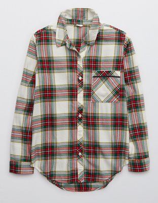 Aerie Flannel Boyfriend Pajama Shirt | American Eagle Outfitters (US & CA)