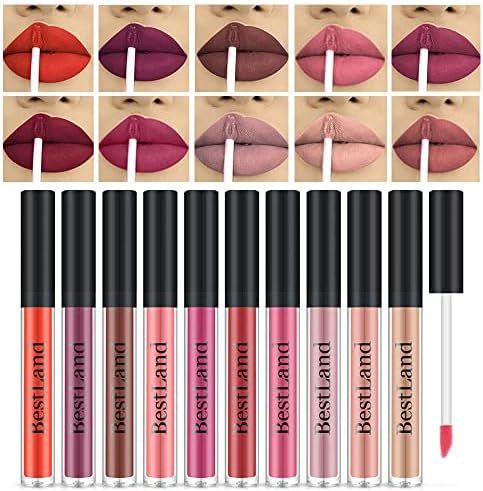 10pcs/Set Makeup Matte Lipstick Lip Kit, Velvety Liquid Lipstick Waterproof Long Lasting Durable Nud | Amazon (US)