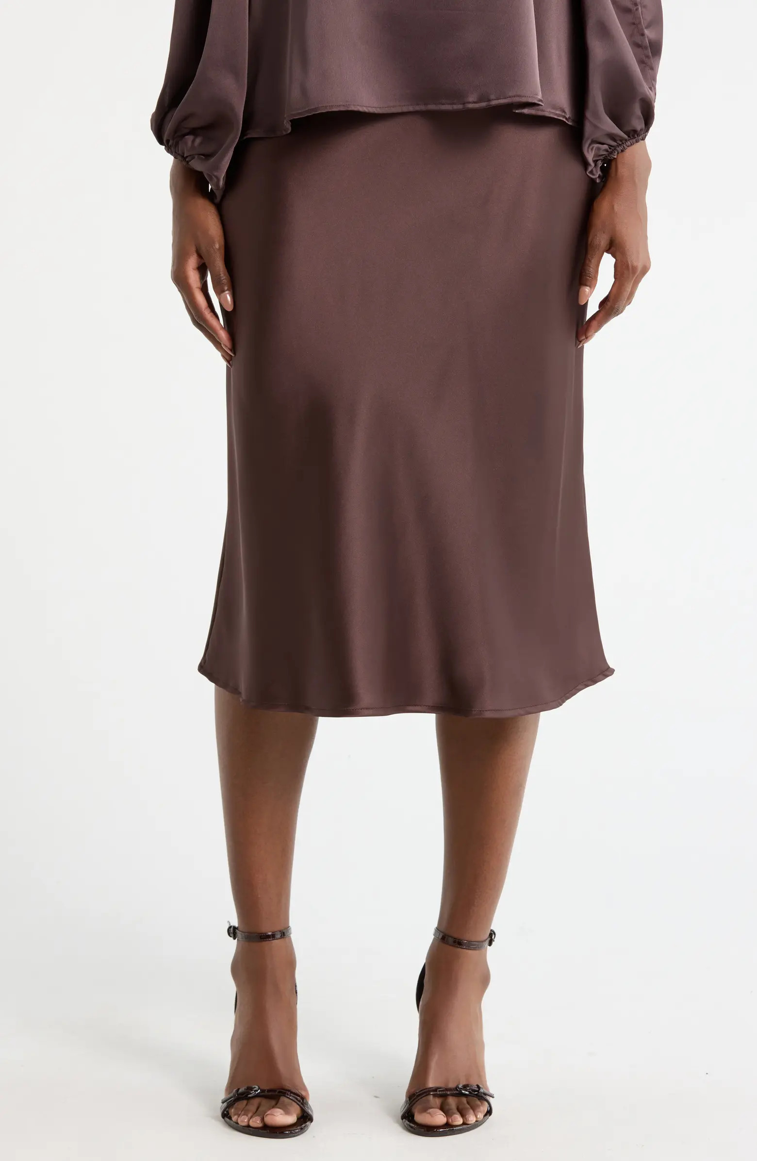 Renee C Solid Satin Midi Skirt | Nordstromrack | Nordstrom Rack