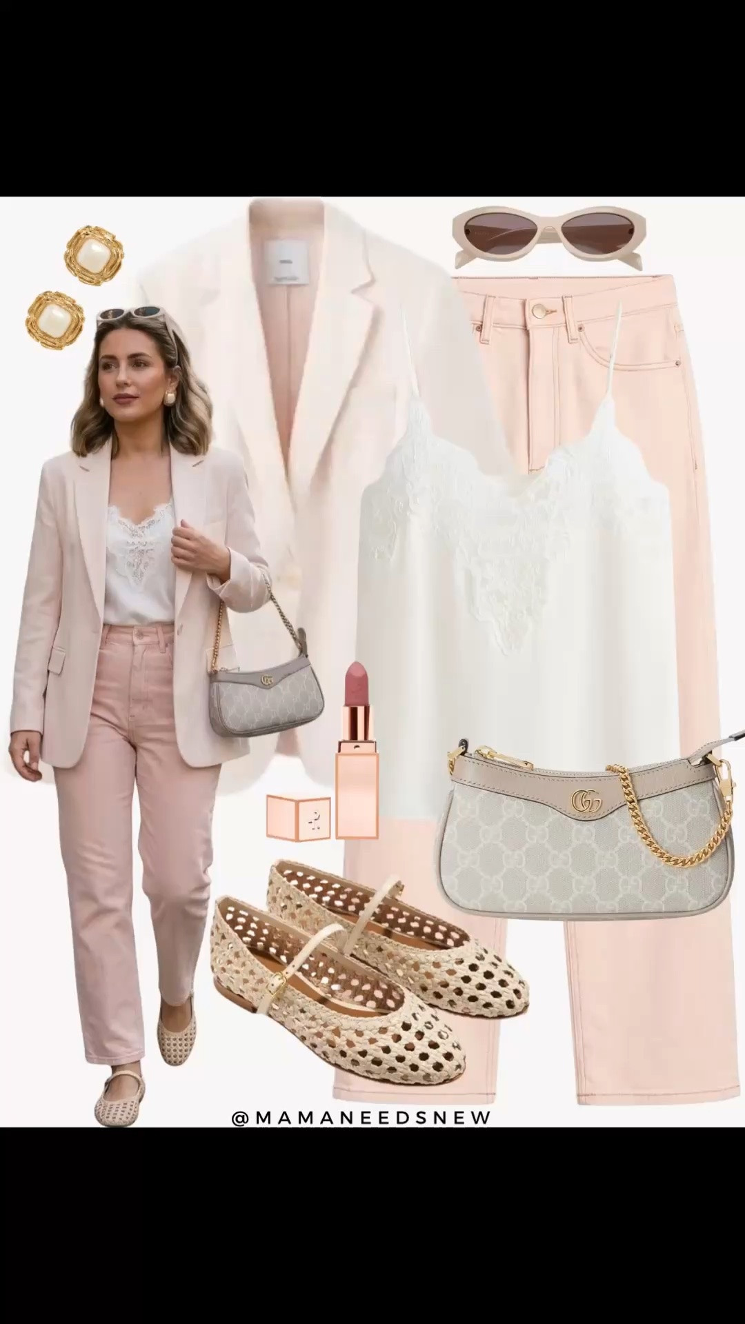 A late spring to summer outfit with a linen blazer, jeans, lace trim cami, woven flats and shoulder bag 🩷

#LTKootd #LTKSeasonal #LTKSaleAlert