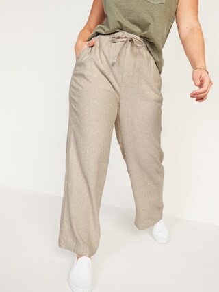 High-Waisted Linen-Blend Wide-Leg Pants for Women | Old Navy (US)