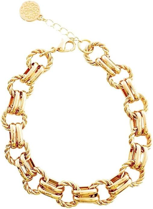 KUPIDON Gold Bracelets for Women Gold Plated Twisted Chunky Bangle Bracelet | 14K Gold Plated | L... | Amazon (US)