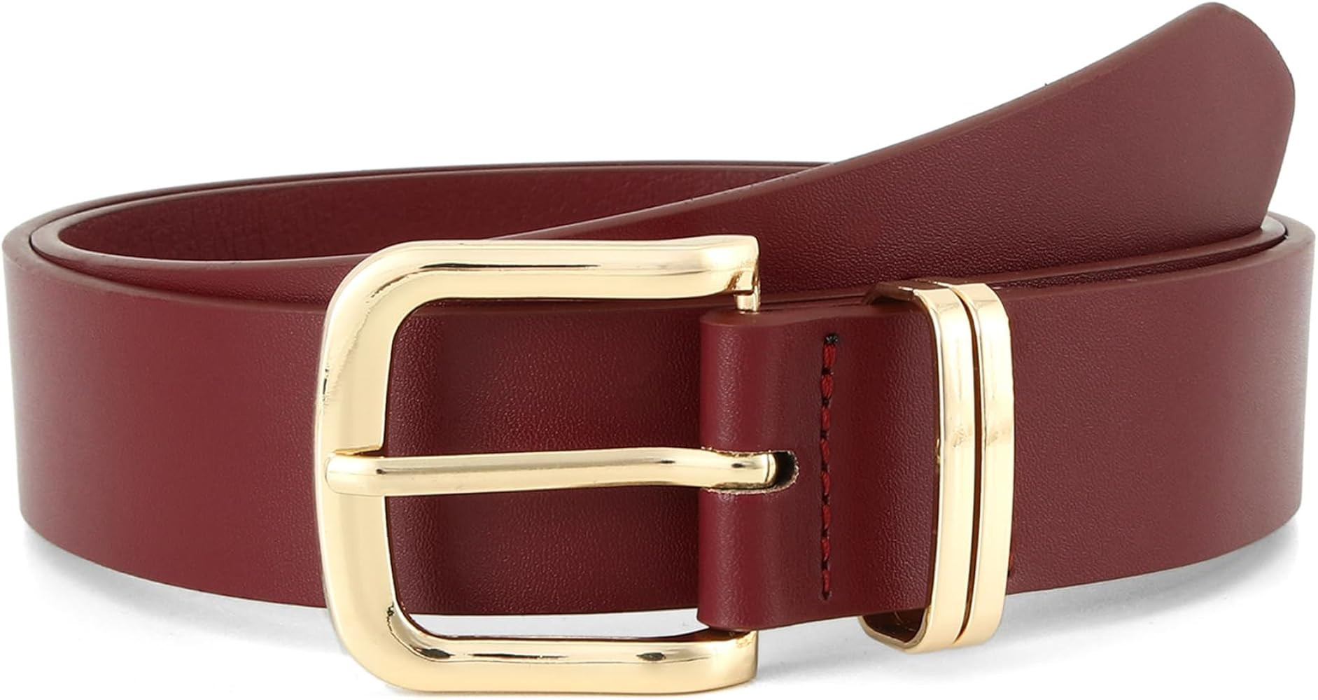 Earnda Women's Leather Belts for Jeans Dresses, Gold Buckle Casual Ladies Waist Belt 1.30" Width | Amazon (US)