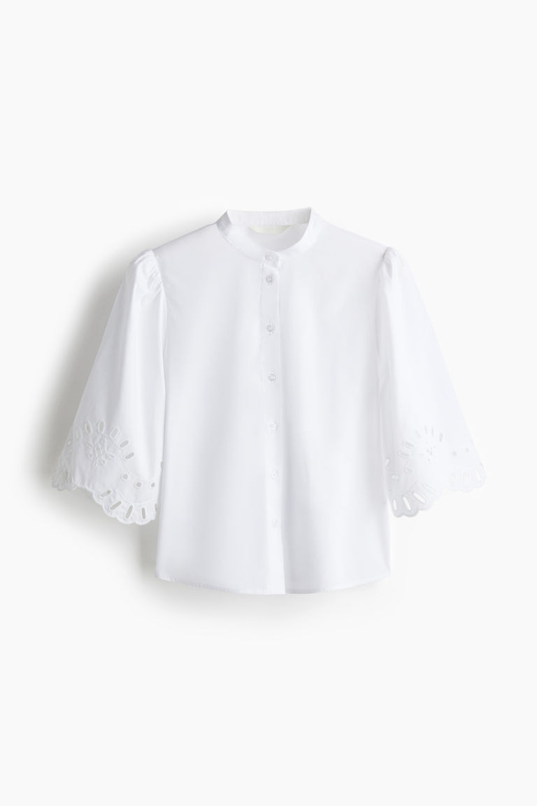 Puff-Sleeved Cotton Blouse | H&M (US + CA)
