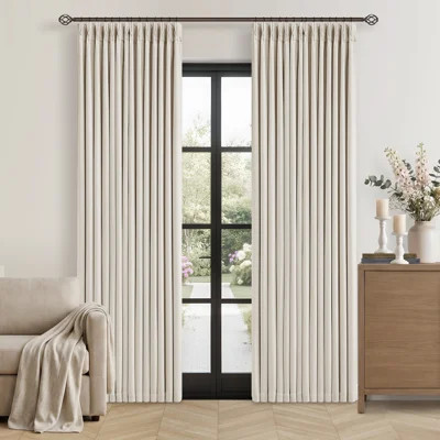 100% Blackout Thermal Memory Trained Pinch Pleated Farmhouse linen curtain 2 panels | Wayfair North America