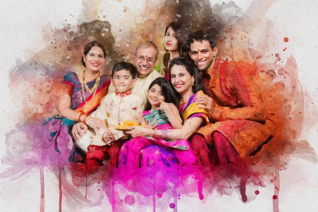 Custom Family Picture Frame Watercolor Painting Family Portrait From Photo Personalized Family Pr... | Etsy (US)