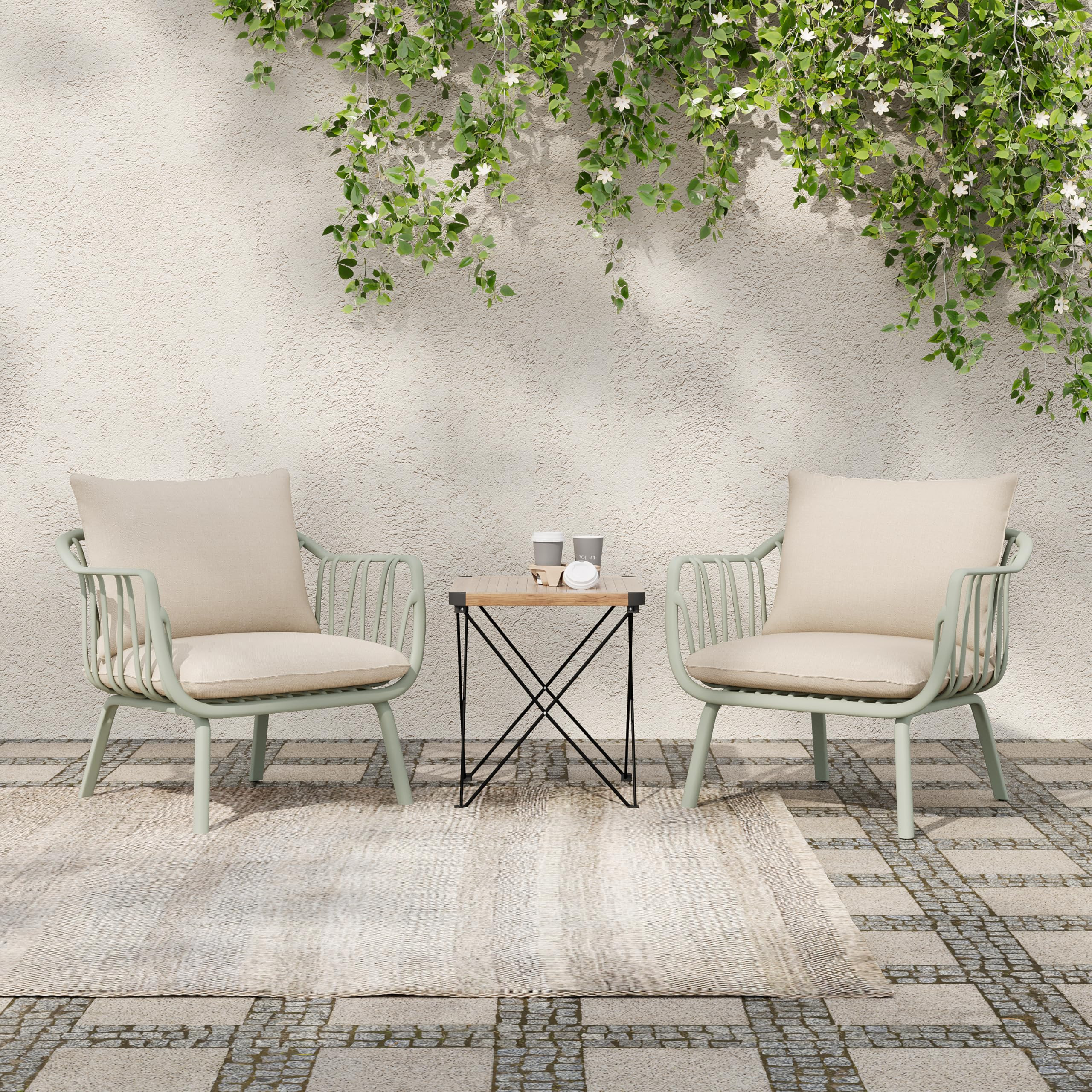 Christopher Knight Home Set of 2 Huron Indoor/Outdoor Polypropylene and Iron Frame Club Chairs,Pa... | Amazon (US)