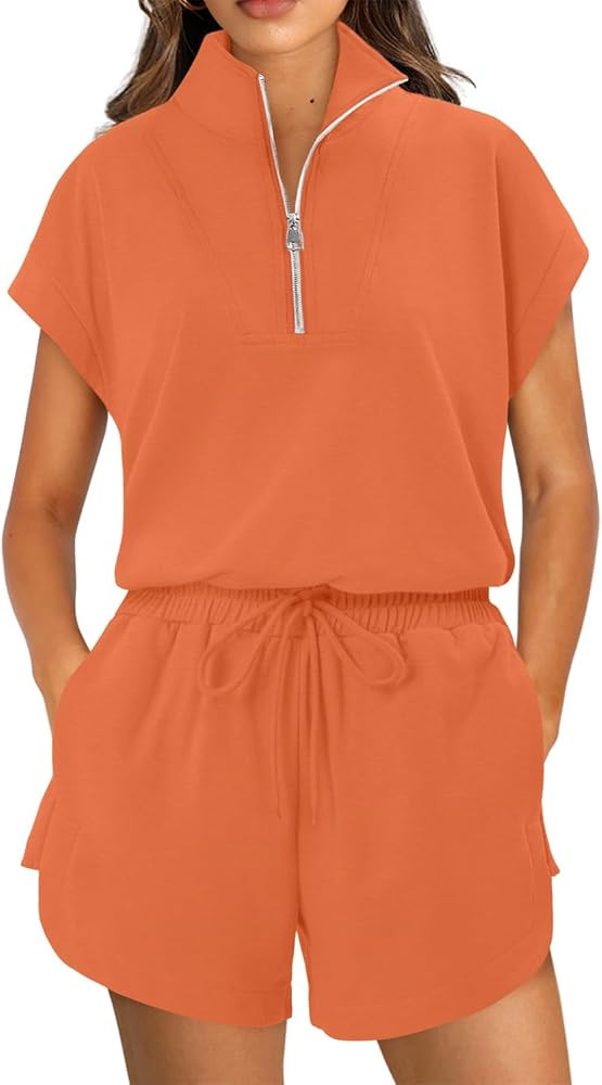 KISSMODA Two Piece Sets for Women Sweatsuit Casual Tracksuits Short Sleeve Tops and Shorts 2026 L... | Amazon (US)