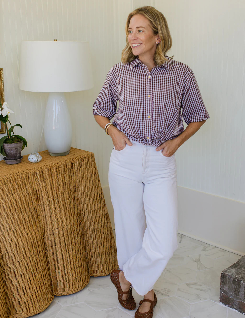 Livvy Top in Brown Gingham | Duffield Lane