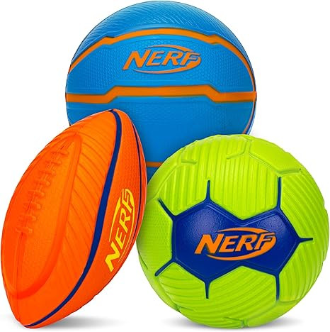 Nerf Micro Foam Sports Ball Set - Kids Foam Micro Football, Soccer Ball + Basketball Set Soft Str... | Amazon (US)