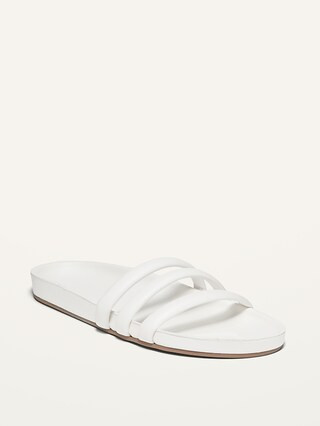Faux-Leather Triple-Strap Slide Sandals for Women | Old Navy (US)