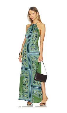 MISA Los Angeles Samantha Dress in Moss Scarf from Revolve.com | Revolve Clothing (Global)