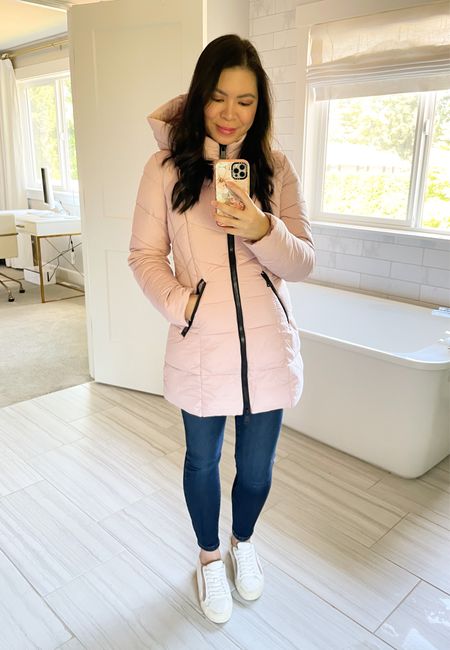 Women’s Bernardo Hooded Water Resistant Puffer Jacket ( wearing XS) with Everlane high waist skinny leg jeans (wearing 27 true to size). On sale as a part of Nordstrom Anniversary Sale! Madewell shoes

#LTKsalealert #LTKxNSale #LTKstyletip