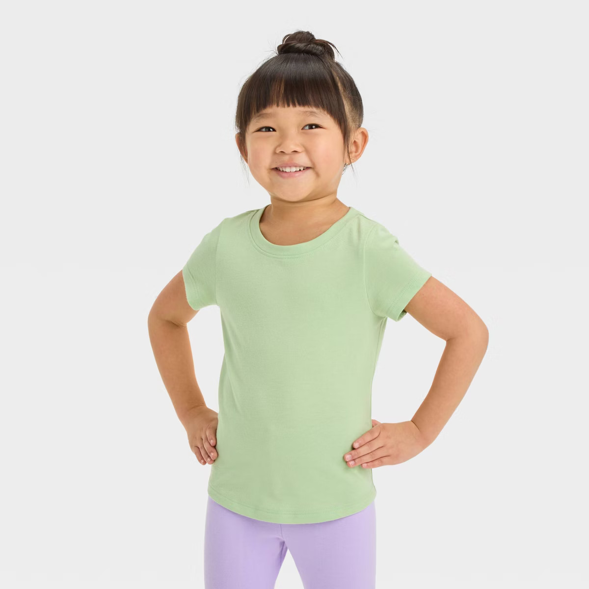 Toddler Girls' Short Sleeve Solid T-Shirt - Cat & Jack™ Green 3T | Target