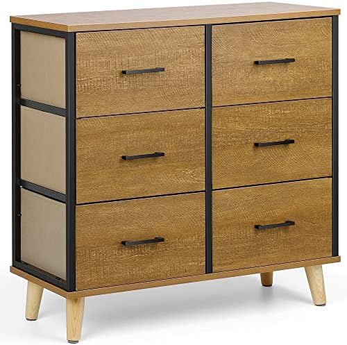 6-Drawer Dresser for Bedroom, 31.5" W Chest of Drawers with Wooden Feet, Storage Drawer Unit, Easy P | Amazon (US)