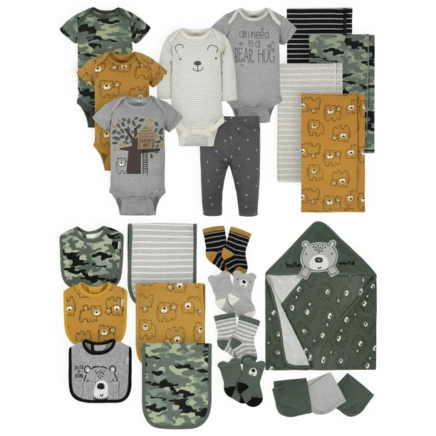 Gerber Baby Boy Organic Newborn Clothes Essentials Shower Gift Set, 24-Piece - Walmart.com | Walmart (US)