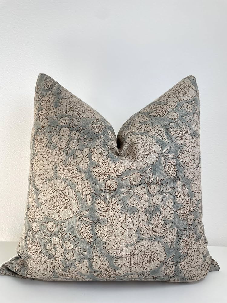 Canyon Theory Studio Hand Block Print Pure Linen 20x20 Inch Throw Pillow Cover: Indoor Outdoor Ha... | Amazon (US)