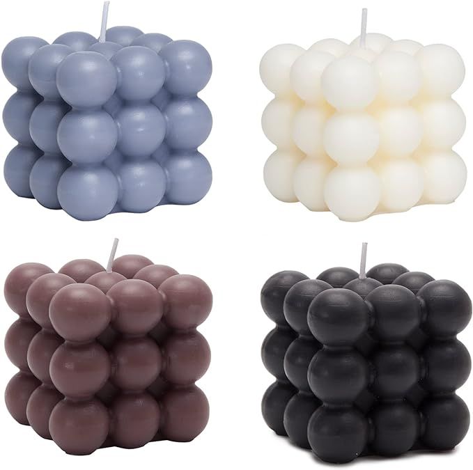 Bubble Candle, 4pcs Cube Soy Wax Bubble Candles Scented Aesthetic Bubble Candle Set for Home Bedr... | Amazon (US)
