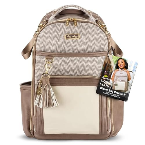 Itzy Ritzy Diaper Bag Backpack – Large Capacity Boss Plus Baby Backpack Diaper Bag Featuring 19 Pockets, Changing Pad, Stroller Clips, and Comfortable Straps (Vanilla Latte) | Amazon (US)