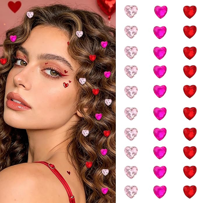 YISSION 30Pcs Valentine's Day Mini Heart Hair Clips for Women & Girls - Pink, Hot Pink & Red Spar... | Amazon (US)
