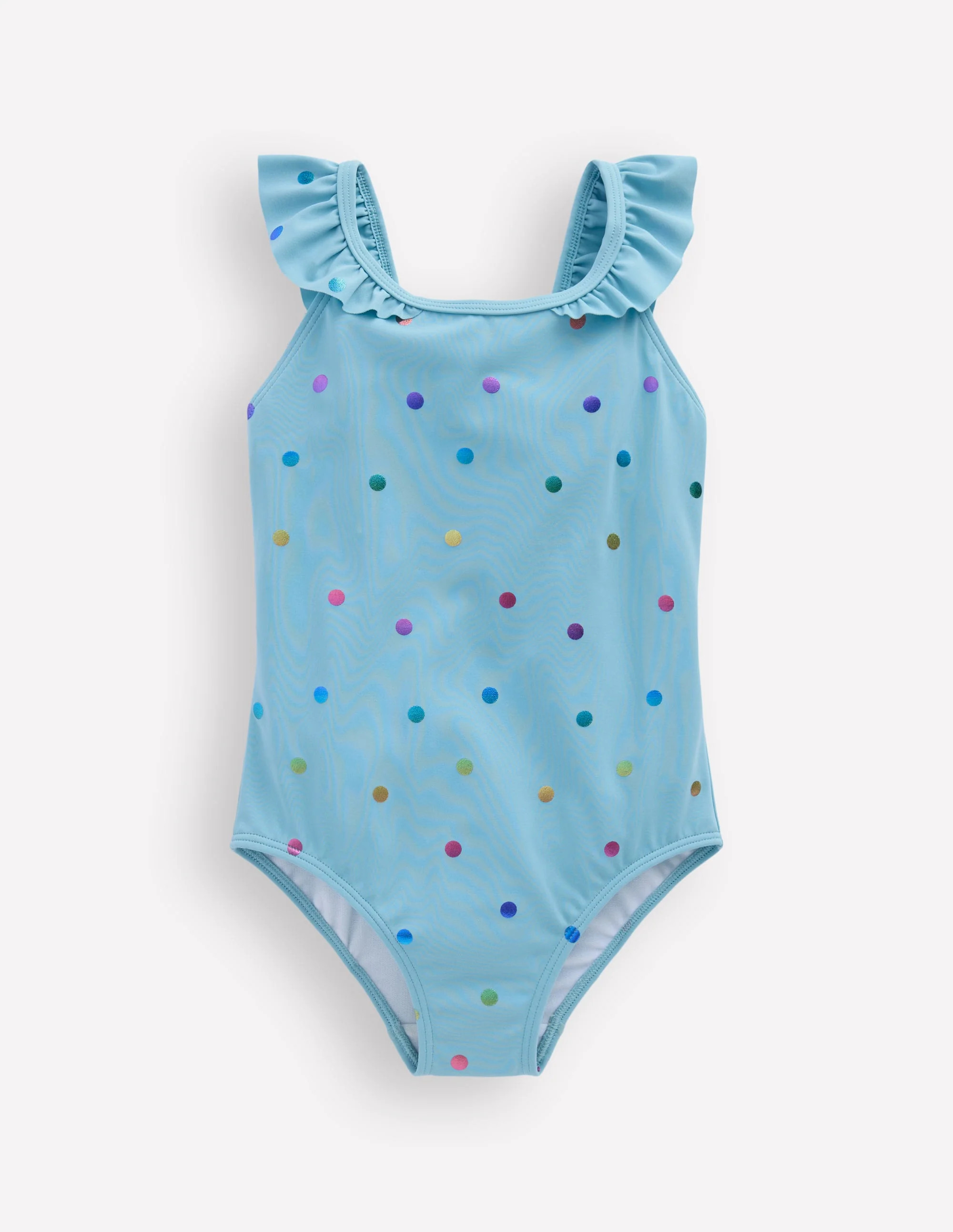 Hallie Frill Strap Swimsuit-Air Blue Multi Foil Spot | Boden (US)