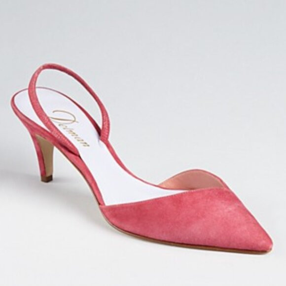 Delman Slingback D Laci Pink Kidsuede 8 Suede kitten Heel barbie valentine's day | Poshmark