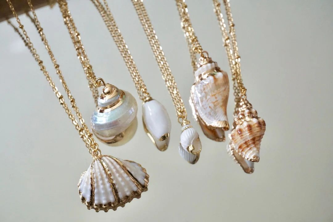Natural Seashell Necklace, Boho Jewelry, Seashell Pendant Necklace, Cowrie Adjustable Necklace, B... | Etsy (US)