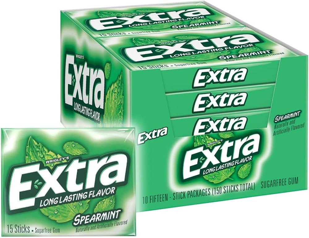 EXTRA Spearmint Sugarfree Chewing Gum, 15 Pieces (Pack of 10) | Amazon (US)