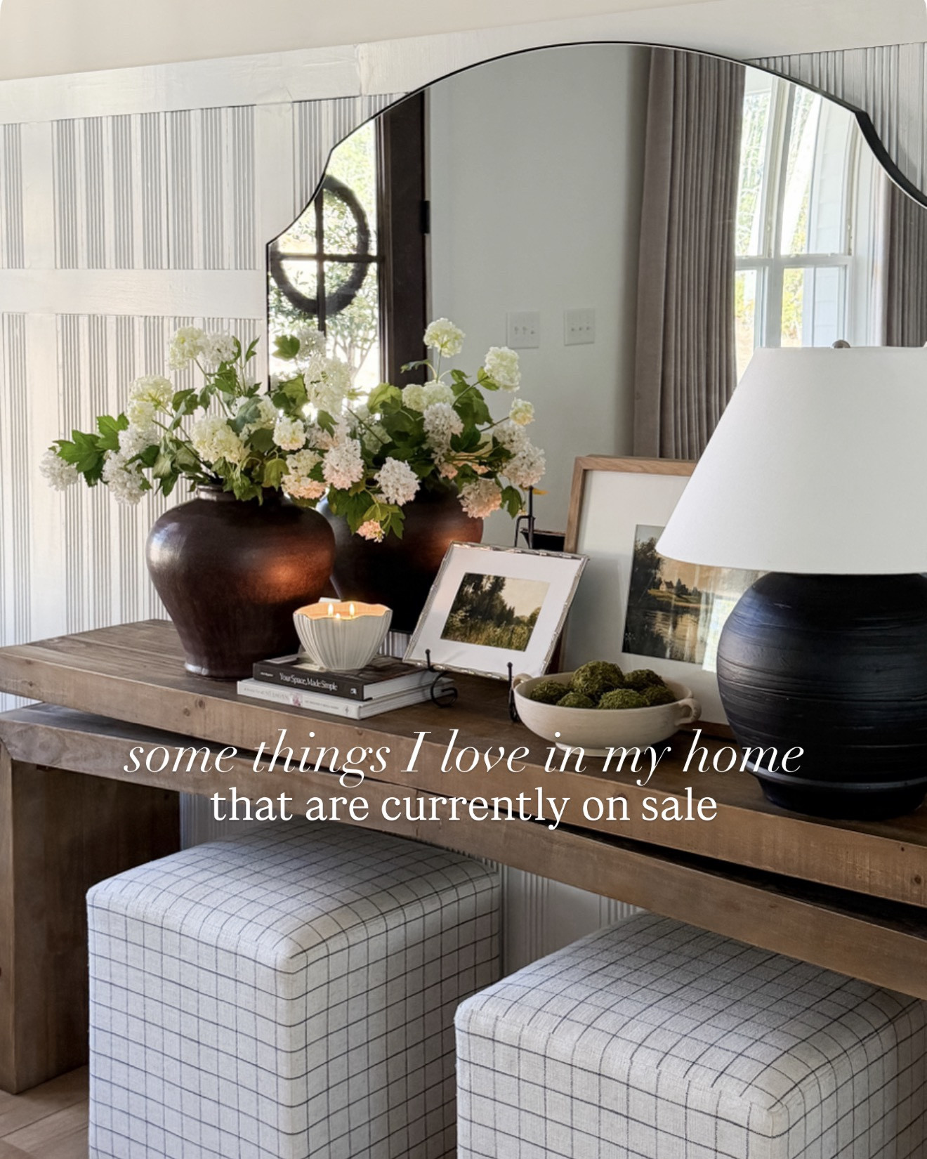 Some things in my home that are currently on sale.

This entryway table is one of my favorite purchases. It is a bit of a splurge but it is so worth it. It’s solid wood. It comes in many finishes but this one is the sierra rustic natural. I love love love the shape of the mirror in this space. The lamp looks like it would be $$$$ but it’s under $100.

My lamp and end table in my living room are also on sale. I am obsessed with the legs on my end table and it is also solid wood. It brings the perfect bit of contrast to my living room.

My kitchen faucet was a bit of an investment but wow is it beautiful! It is the perfect brass imo.

Last but not least is my chandelier. I did add shades to it which I also did link! 

#LTKSaleAlert #LTKHome