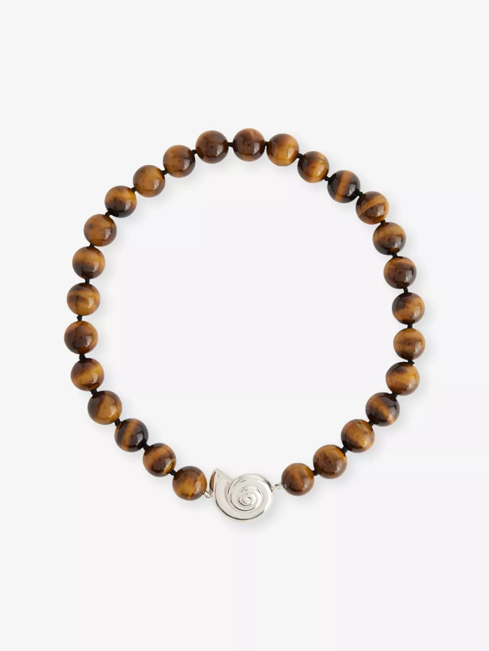 Nautilus Sterling-Silver And Tigers Eye Beaded Collar Necklace | Selfridges