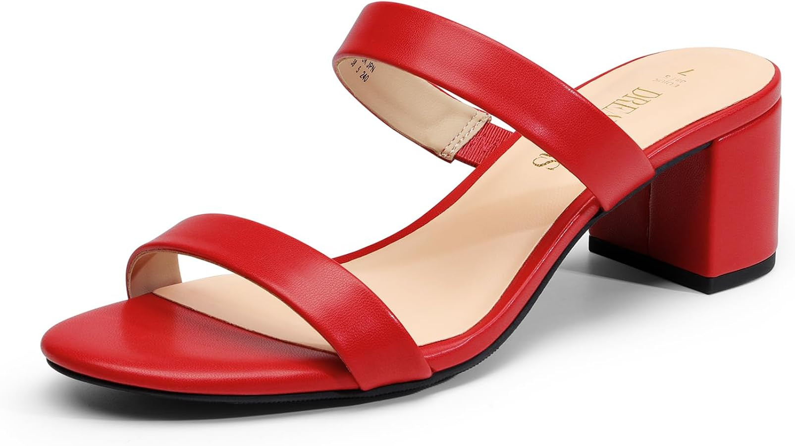 DREAM PAIRS Women's Two Strap Open Toe Low Block Chunky Heels Sandals Dress Pumps Shoes | Amazon (US)