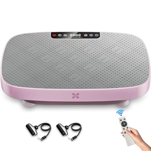 CITXMOTI Vibration Plate Exercise Machine, Ultra-Quiet Vibration Plate for Lymphatic Drainage & Body Toning, Whole Body Vibration Platform with Auto Mode, Resistance Band, Home Gyms Equipment (Pink) | Amazon (US)