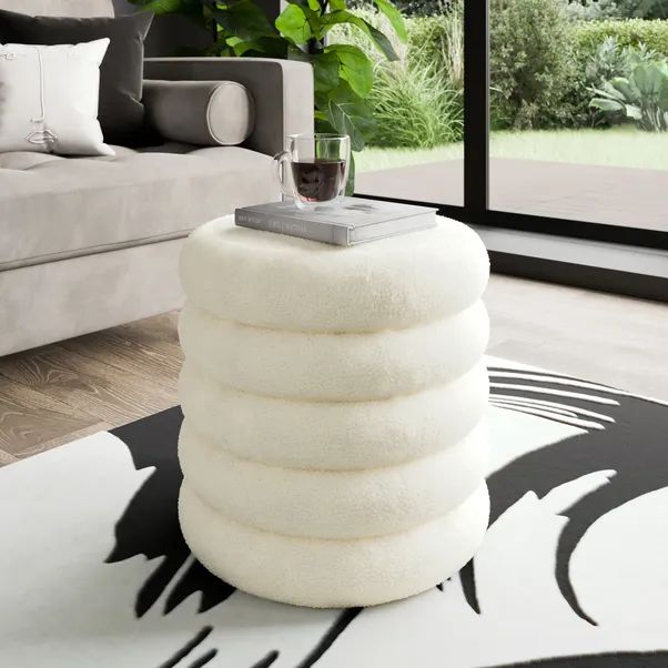 Murray Sherpa Storage Stool Ivory | Dunelm