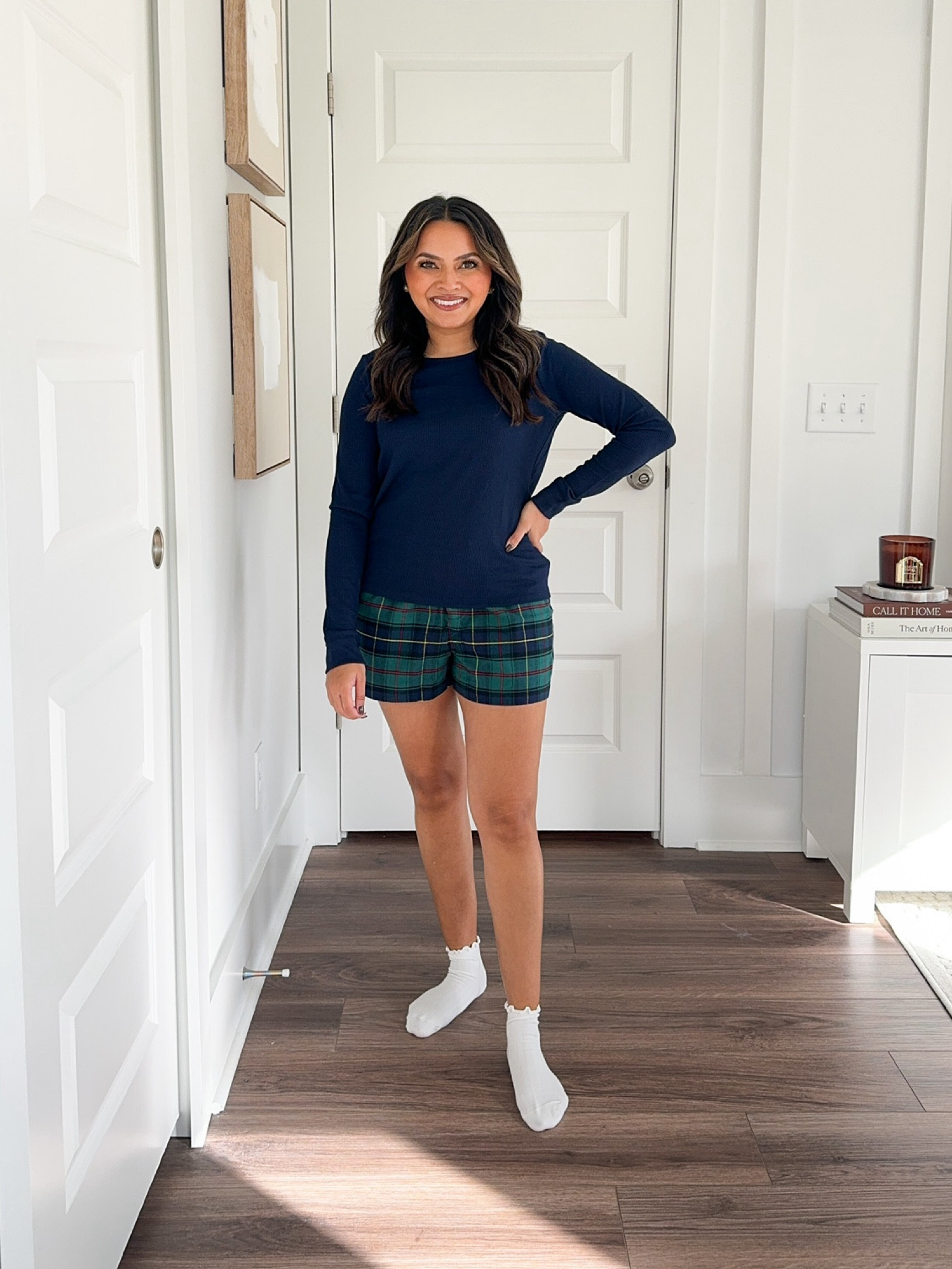 50% off through 10/30 

Navy blue waffle shirt size XS petite TTS 
Navy and green plaid boxer shorts size XS petite TTS
White ruffle ankle socks 

Christmas pajamas 
Gap pajamas 
Family pajamas 
Holiday pajamas 
Holiday outfits 

Honey Sweet Petite 
Honeysweetpetite

#LTKSaleAlert #LTKHoliday #LTKStyleTip