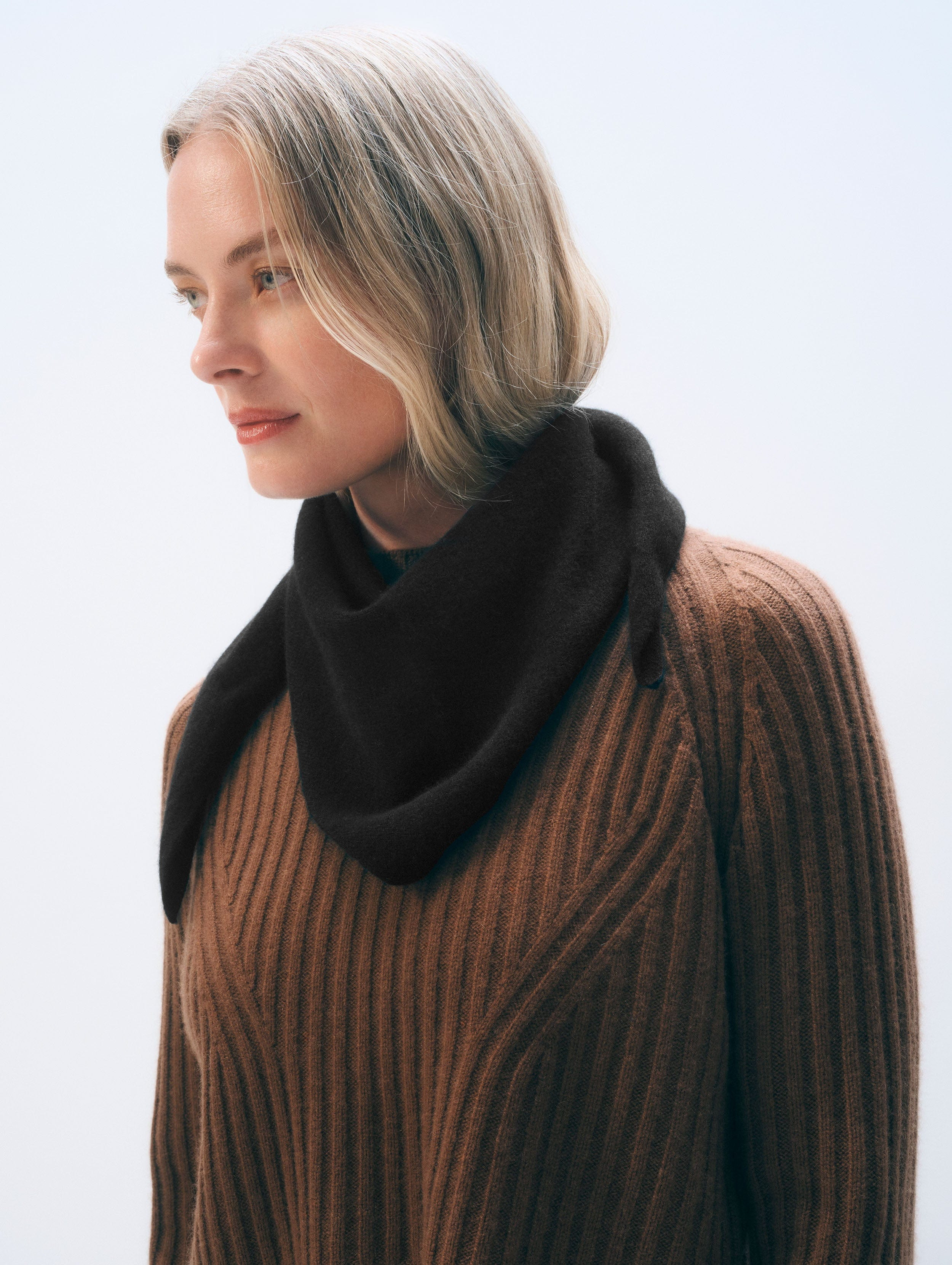 Cashmere Neckerchief | Black | White and Warren