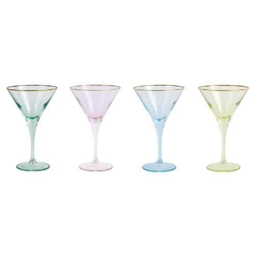 Vietri Rainbow Modern Classic Assorted Martini Glass - Set of 4 | Kathy Kuo Home