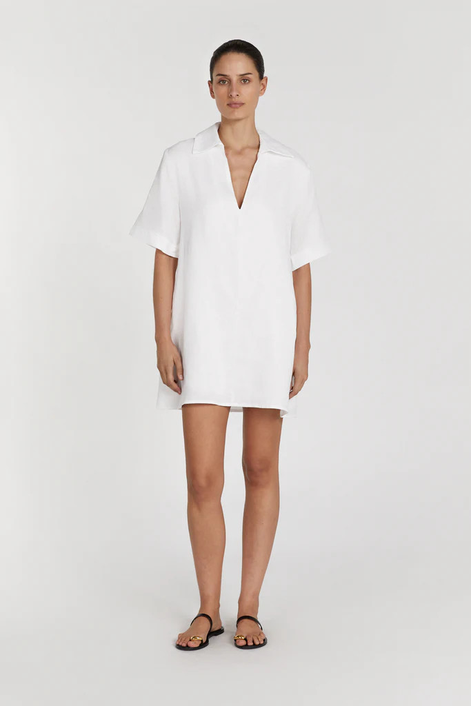 CANDICE WHITE LINEN SMOCK DRESS | DISSH